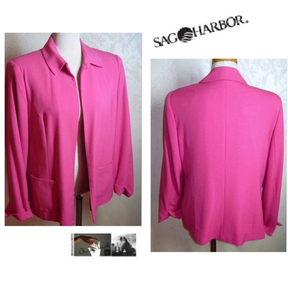 Sag Harbor Jackets & Blazers - Sag Harbor Stretch New Bright Pink Blazer Size 14